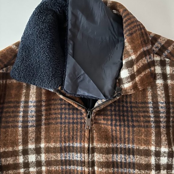Zara Plaid Bomber Jacket with removable Sherpa Collar - Men’s XL - Picture 5 of 5